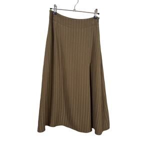 Everlane The City Stripe Midi Skirt Womens 00 Beech Brown Side Slit Textured